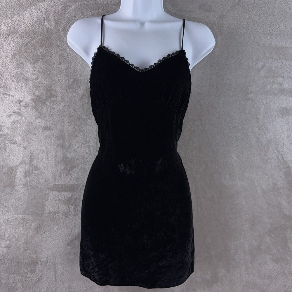 Reformation Laine Velvet Dress Womens Size XS Black Sweetheart Neck Mini - Picture 1 of 7